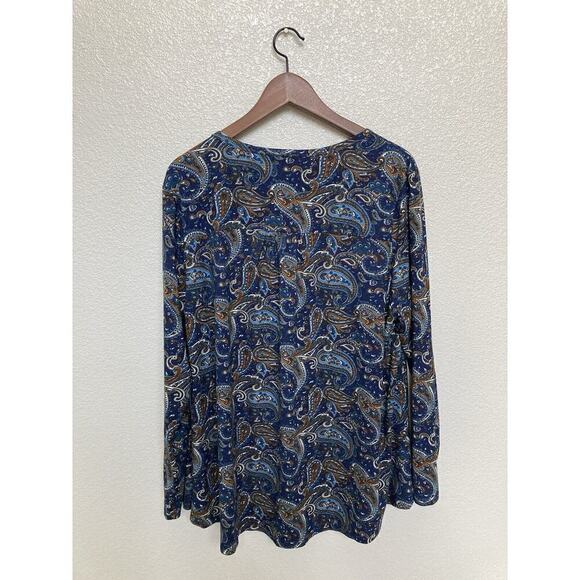 Tralilbee Women Blouse Top Sz 2X Paisley Print Multicolor Pullover Poly Blend - Picture 5 of 5